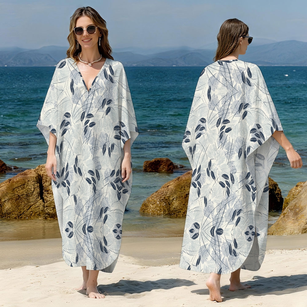 Botanical Leaf Kaftan Cover-up