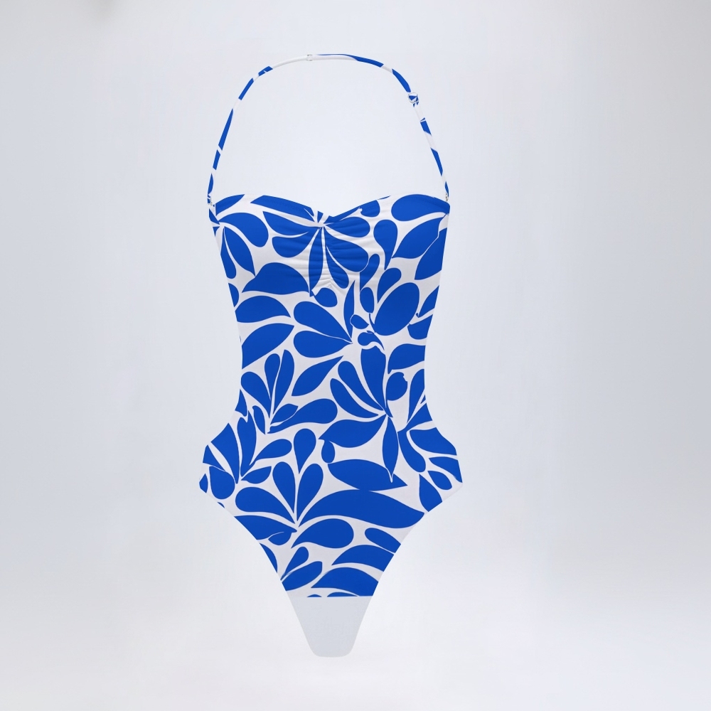 Blue Geometric Printed One Piece