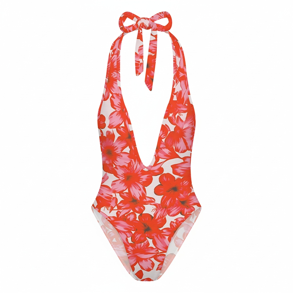 Flower Print One-Piece Swimsuit