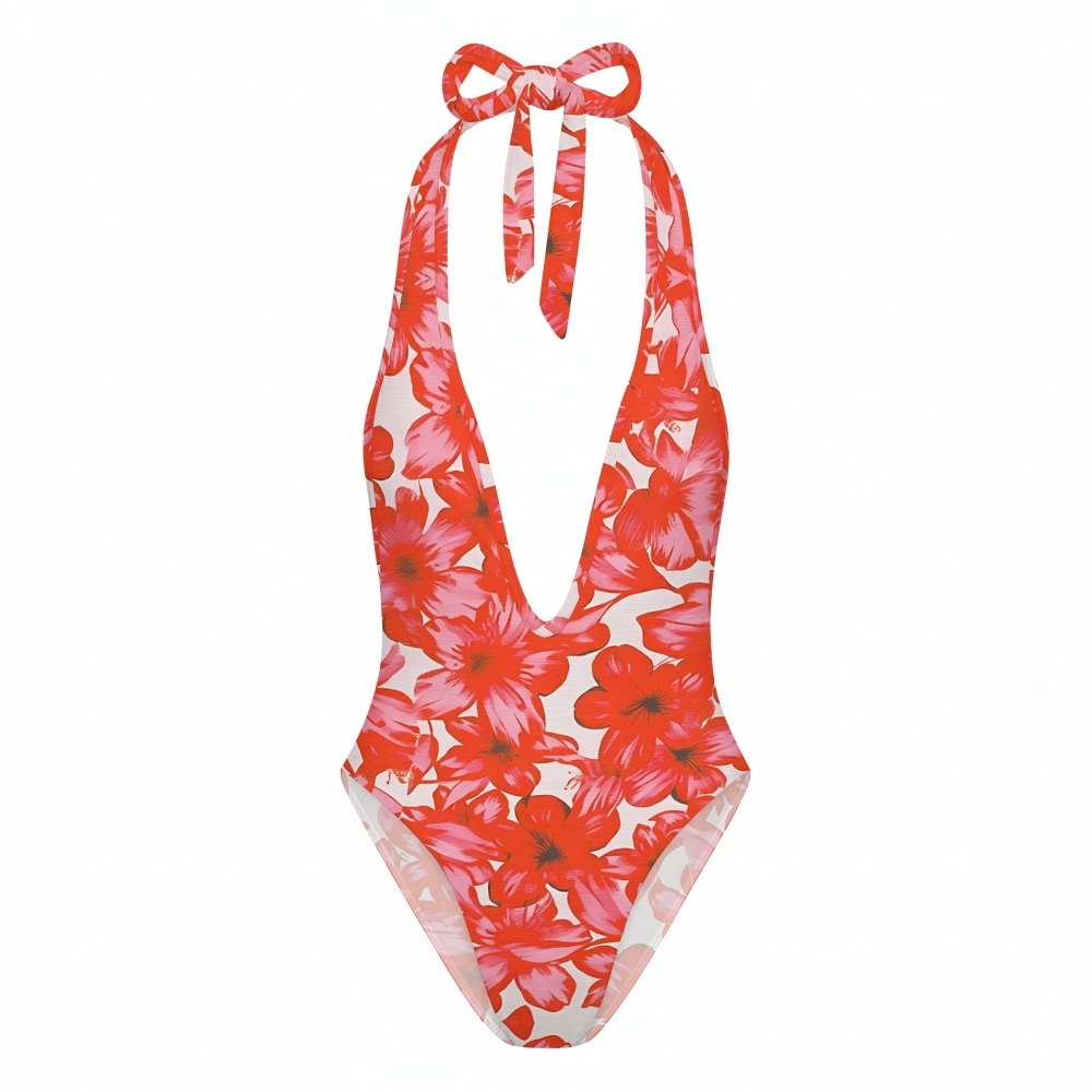 Flower Print One-Piece Swimsuit