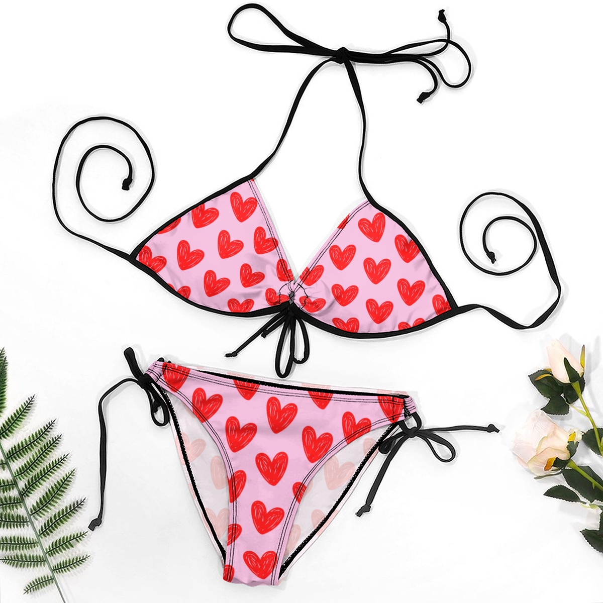 Heart Print Two Piece Bikini