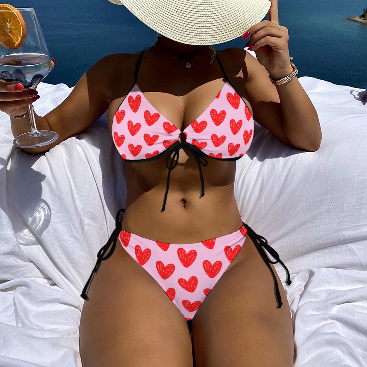 Heart Print Two Piece Bikini