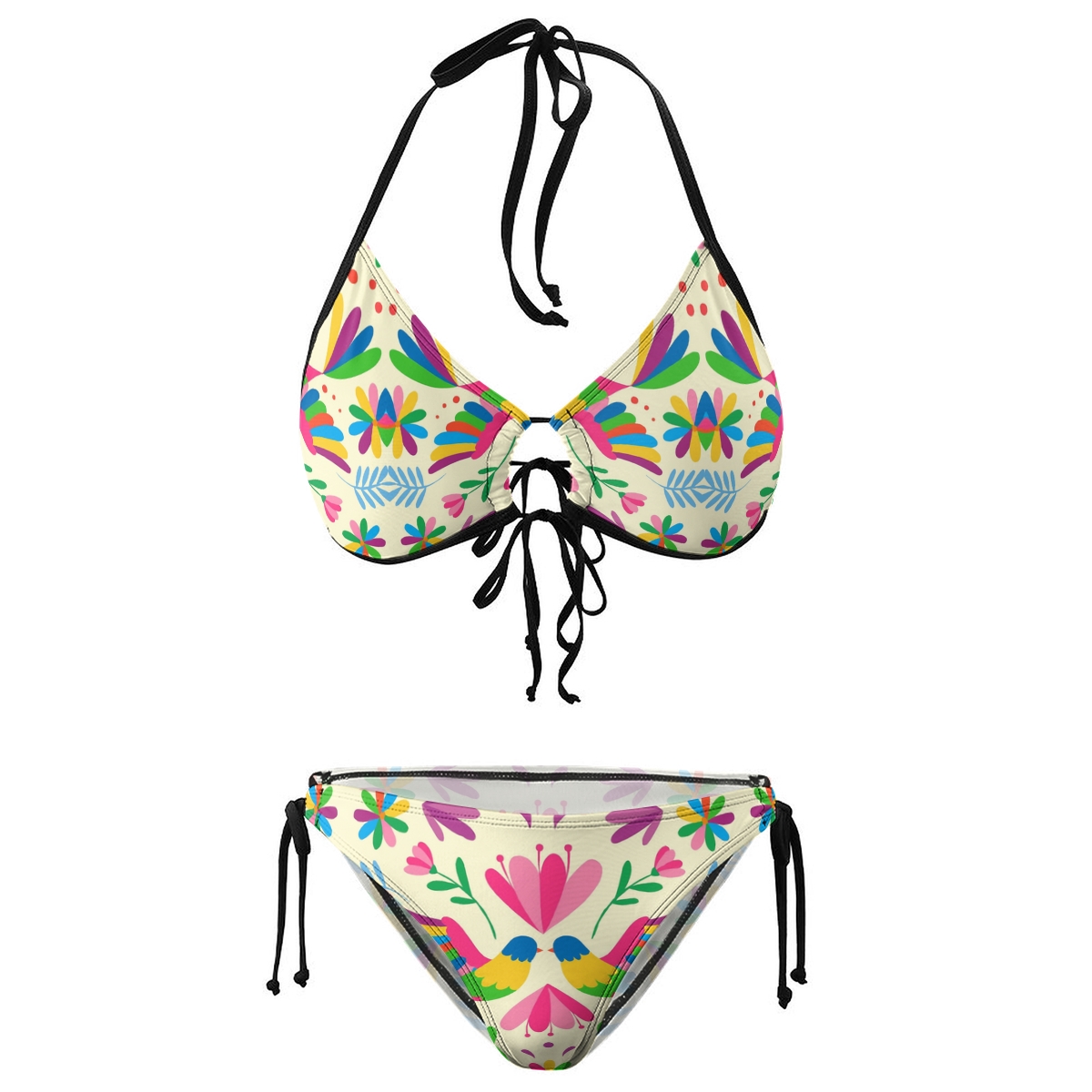 Flowers and Birds Print Bikini