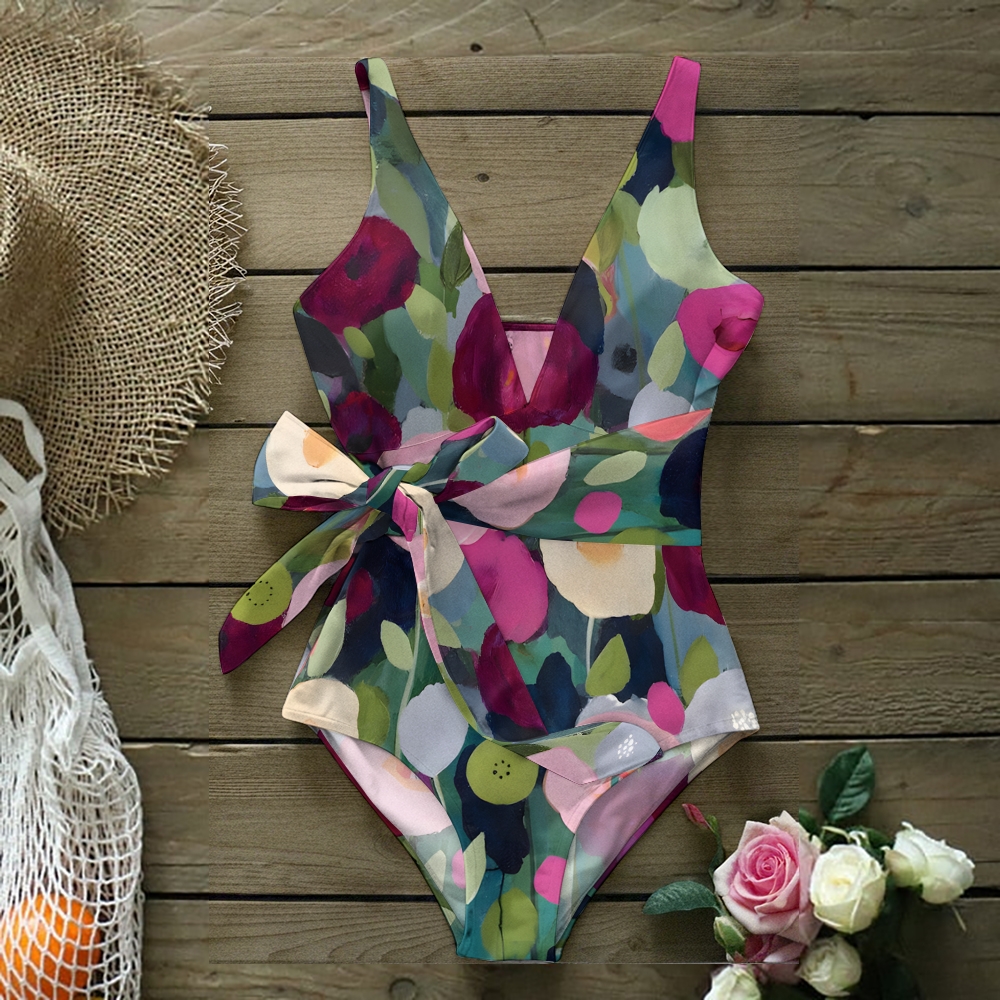 Colorful Floral One-Piece Swimsuit