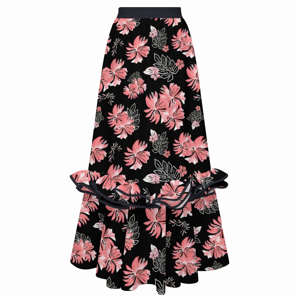 Floral One Shoulder One Piece Swimsuit Set with Matching Ruffled Skirt