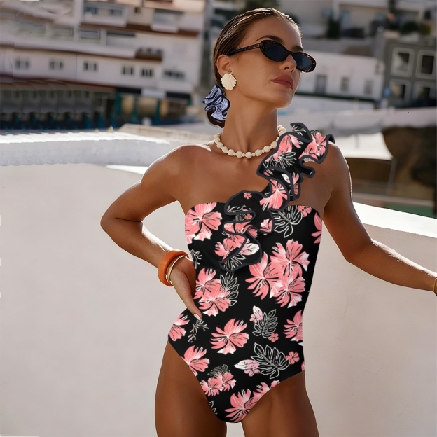 Floral One Piece Swimsuit Set
