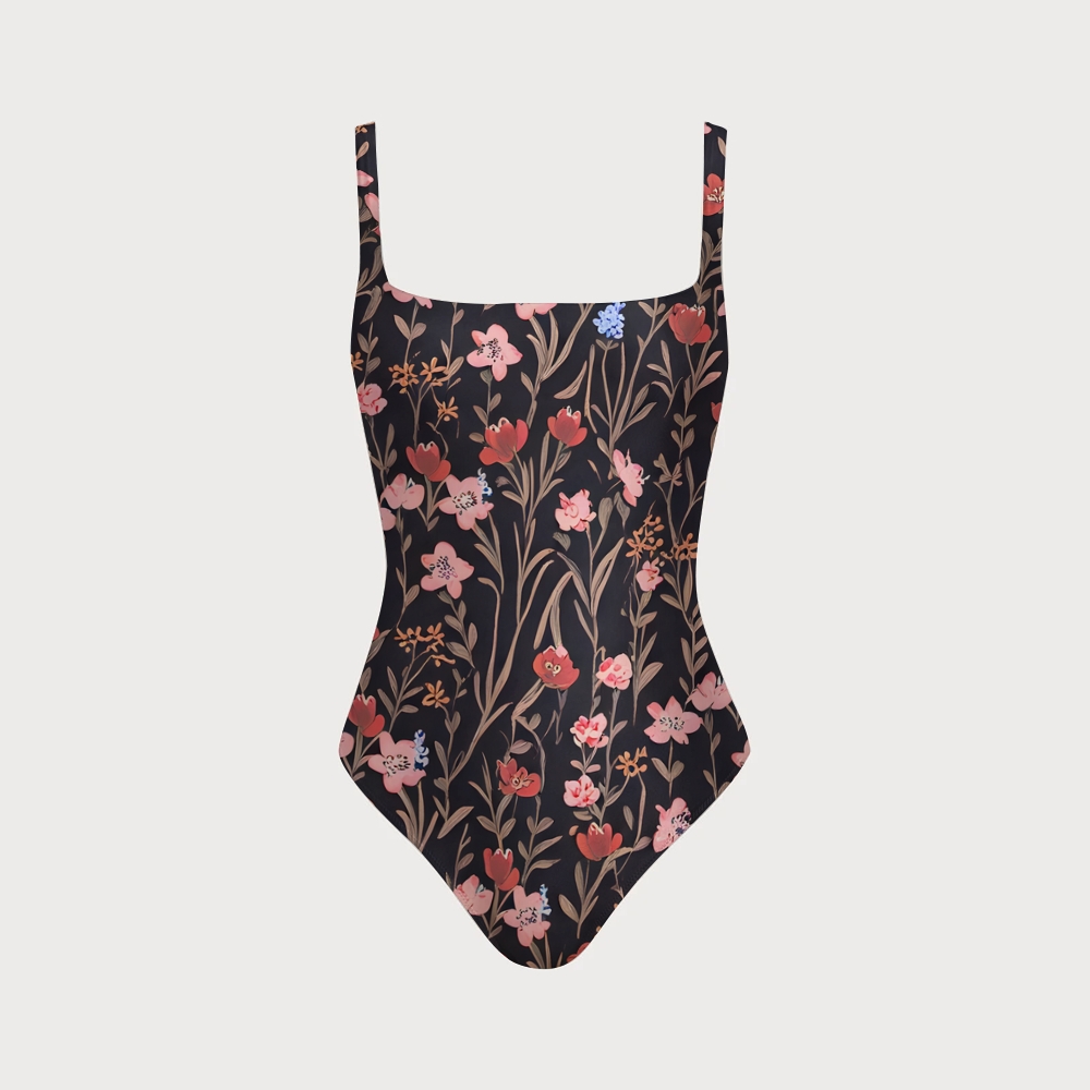 Vintage Floral One-Piece Swimsuit