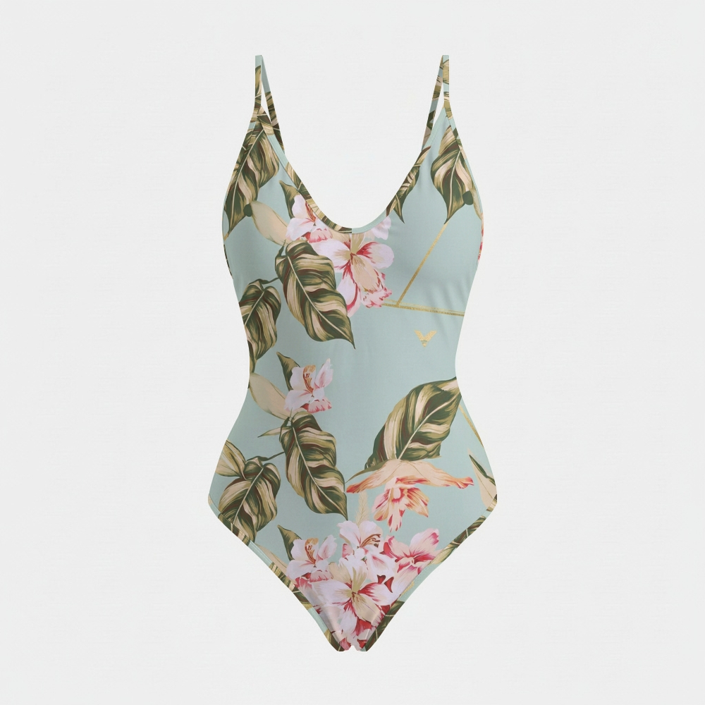 Floral Plunging One-Piece Swimsuit