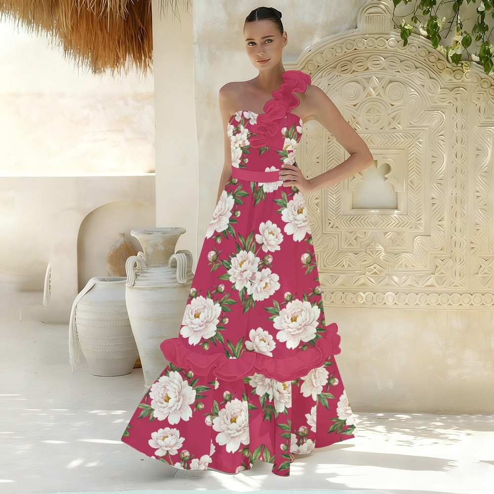 Tropical Print One Piece Swimsuit Set