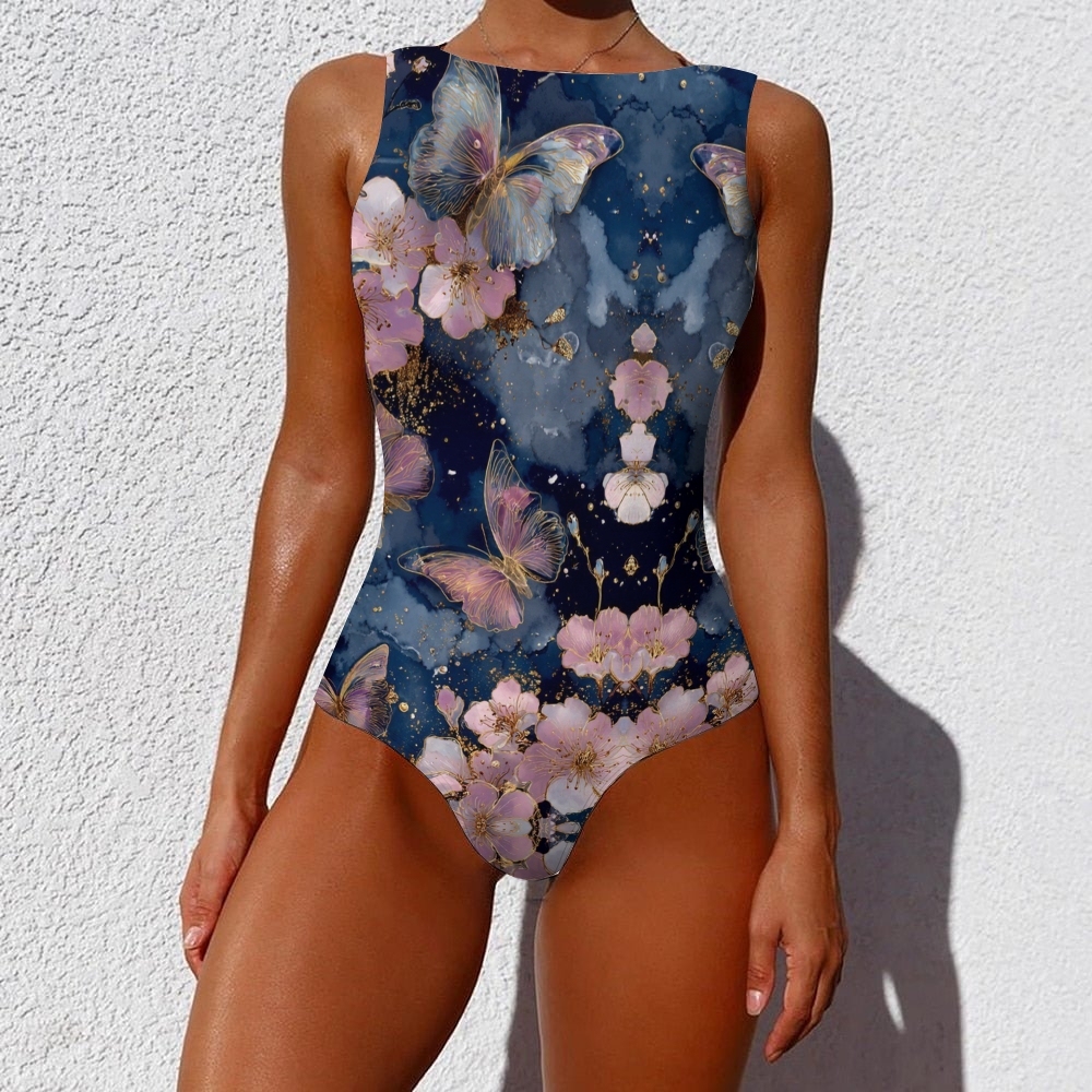 Women's Butterfly Print One-Piece Swimsuit
