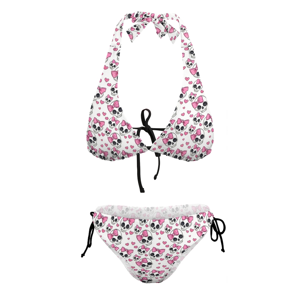 Skulls With Pink Bows And Hearts Bikini