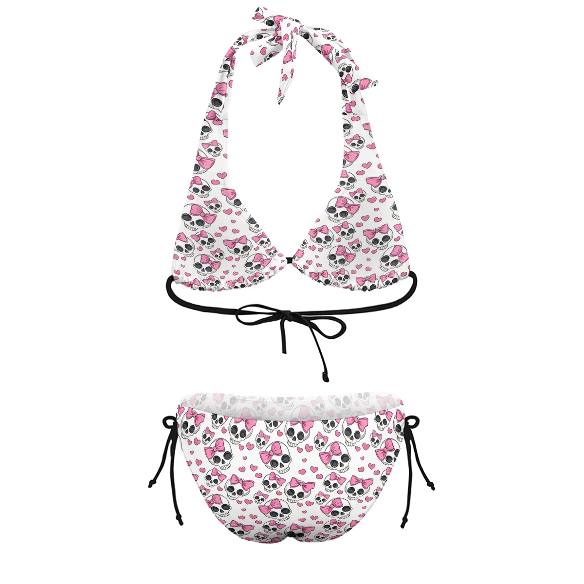 Skulls With Pink Bows And Hearts Bikini