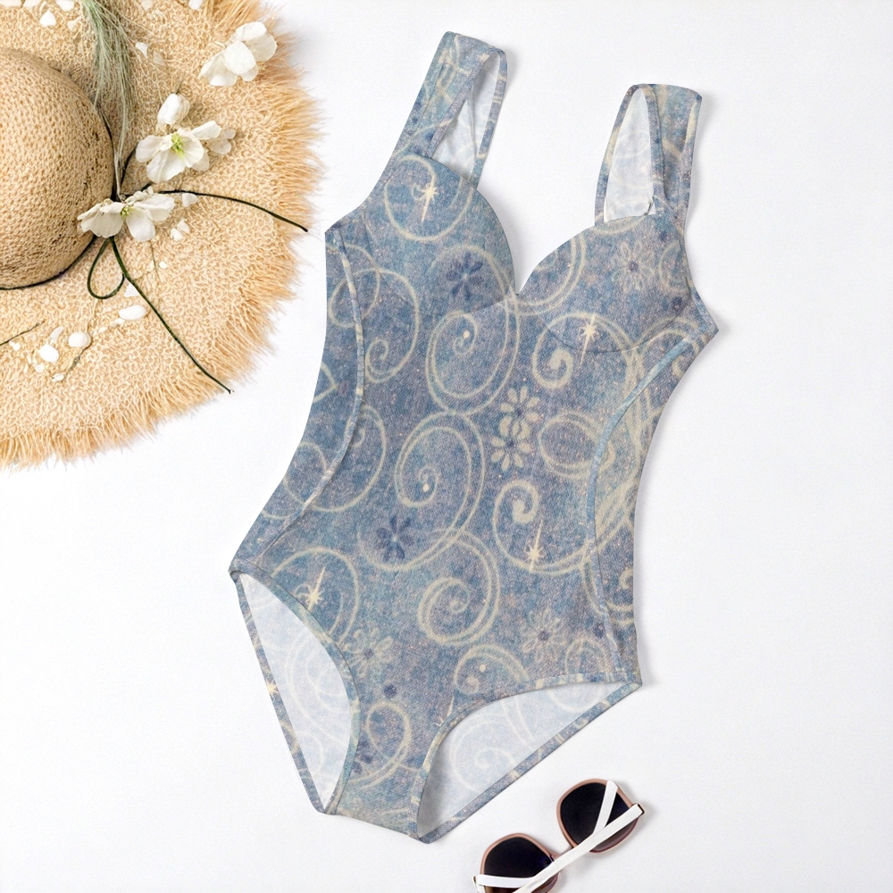 Vintage Pattern One-Piece Swimsuit
