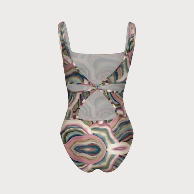  Printed Fashion Panel One-Piece Swimsuit