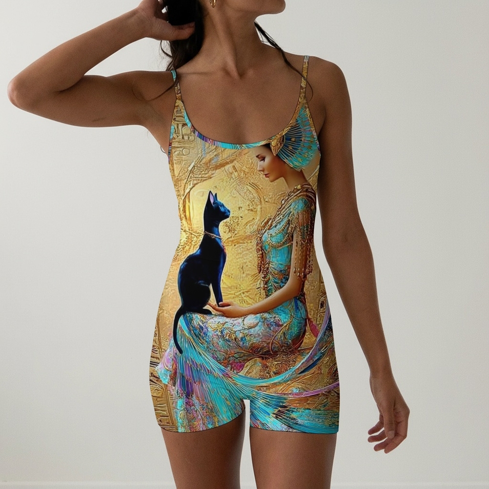 Bastet Guardian Spaghetti Strap One-Piece Swimsuit