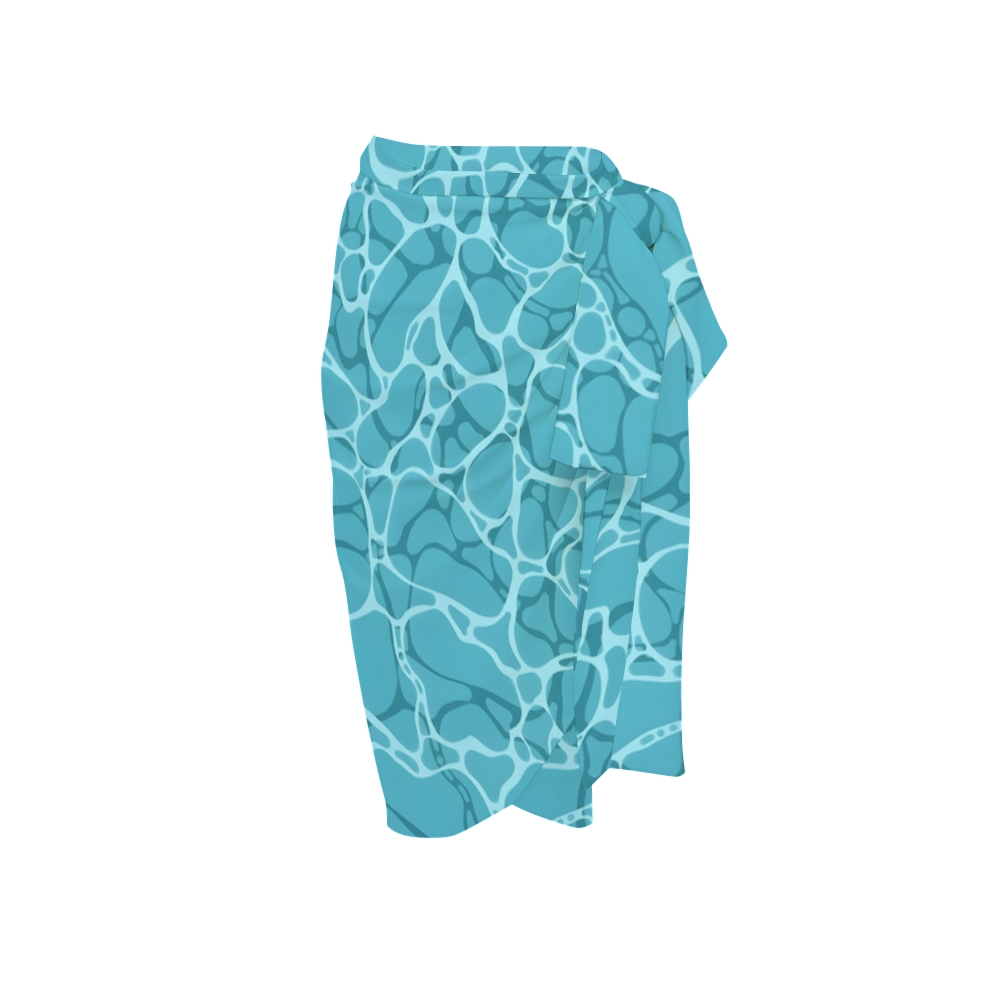 Water Ripple One Shoulder Printed Frilled One Piece Swimsuit and Skirt