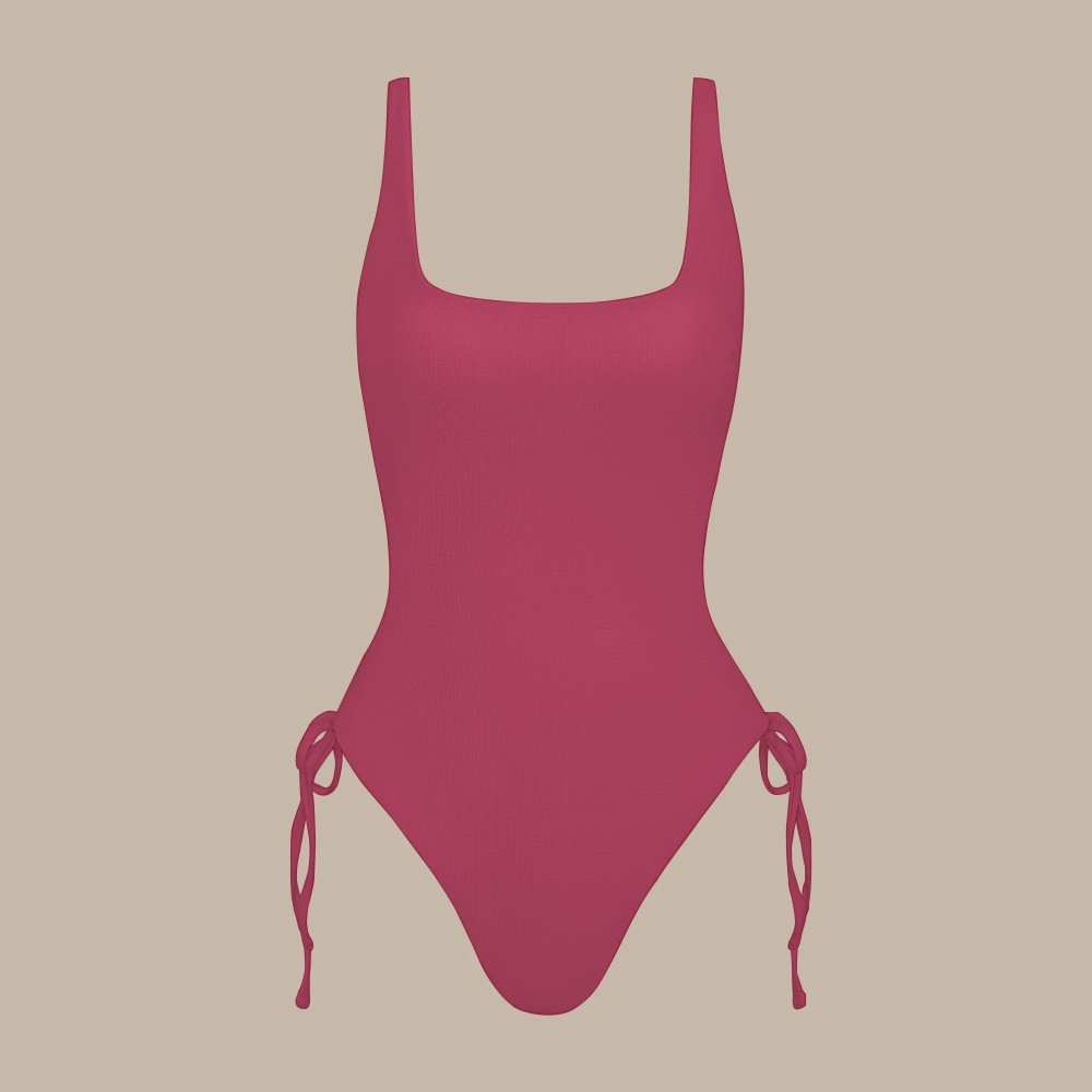 Solid Color One-Piece Swimsuit