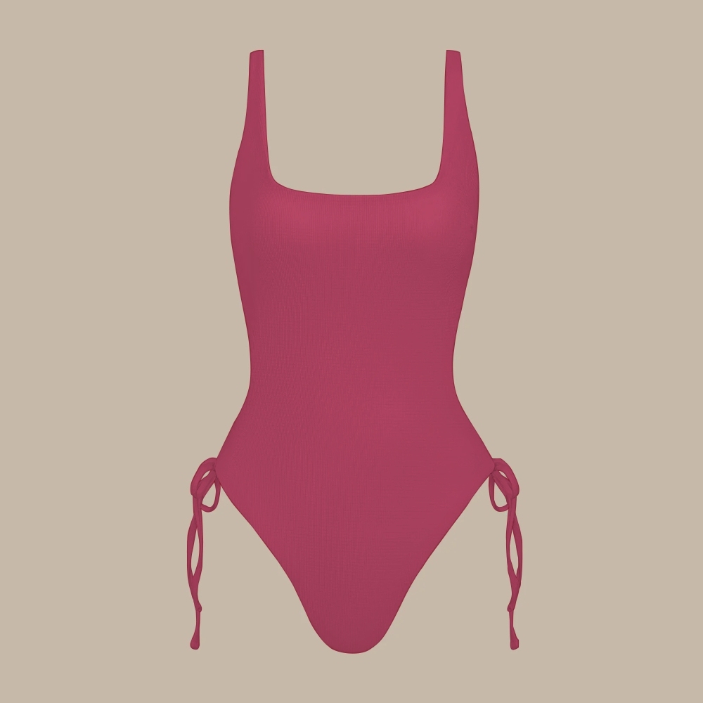 Solid Color One-Piece Swimsuit