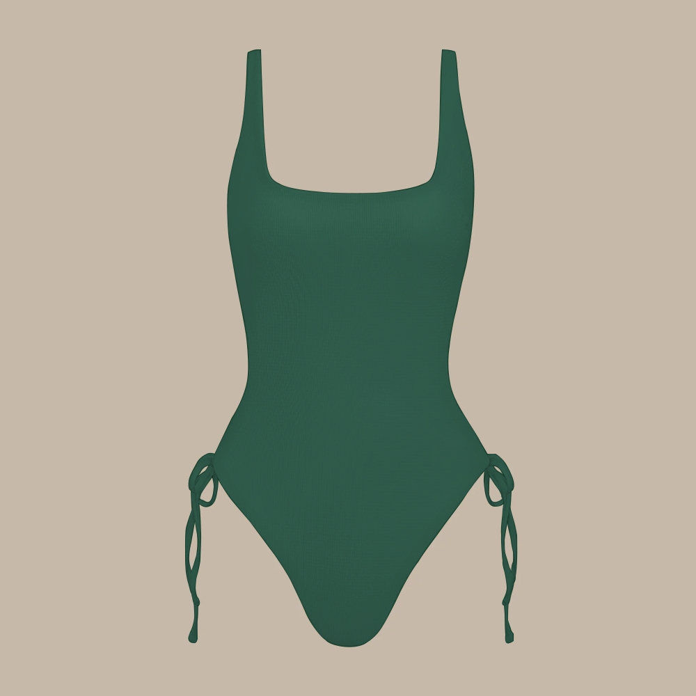 Solid Color One-Piece Swimsuit
