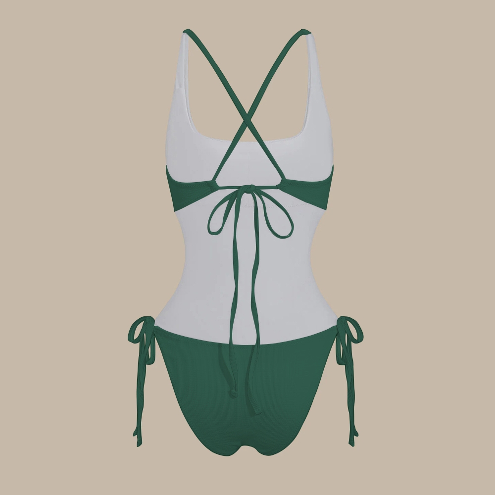 Solid Color One-Piece Swimsuit