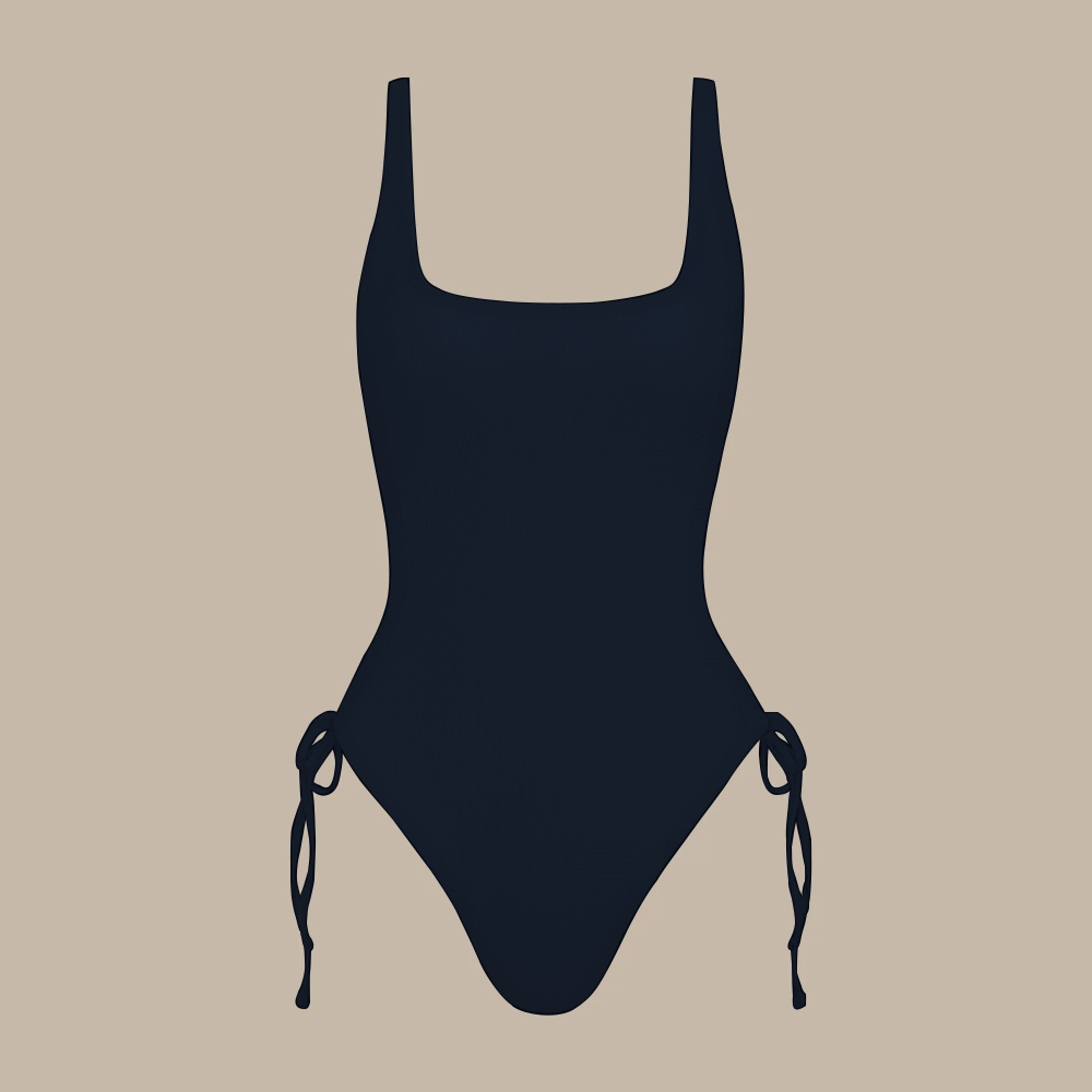 Solid Color One-Piece Swimsuit