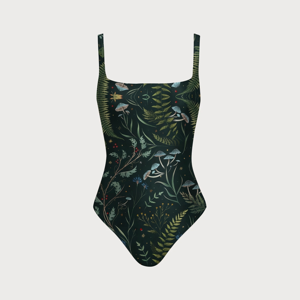 Vintage Botanical Nature One-Piece Swimsuit