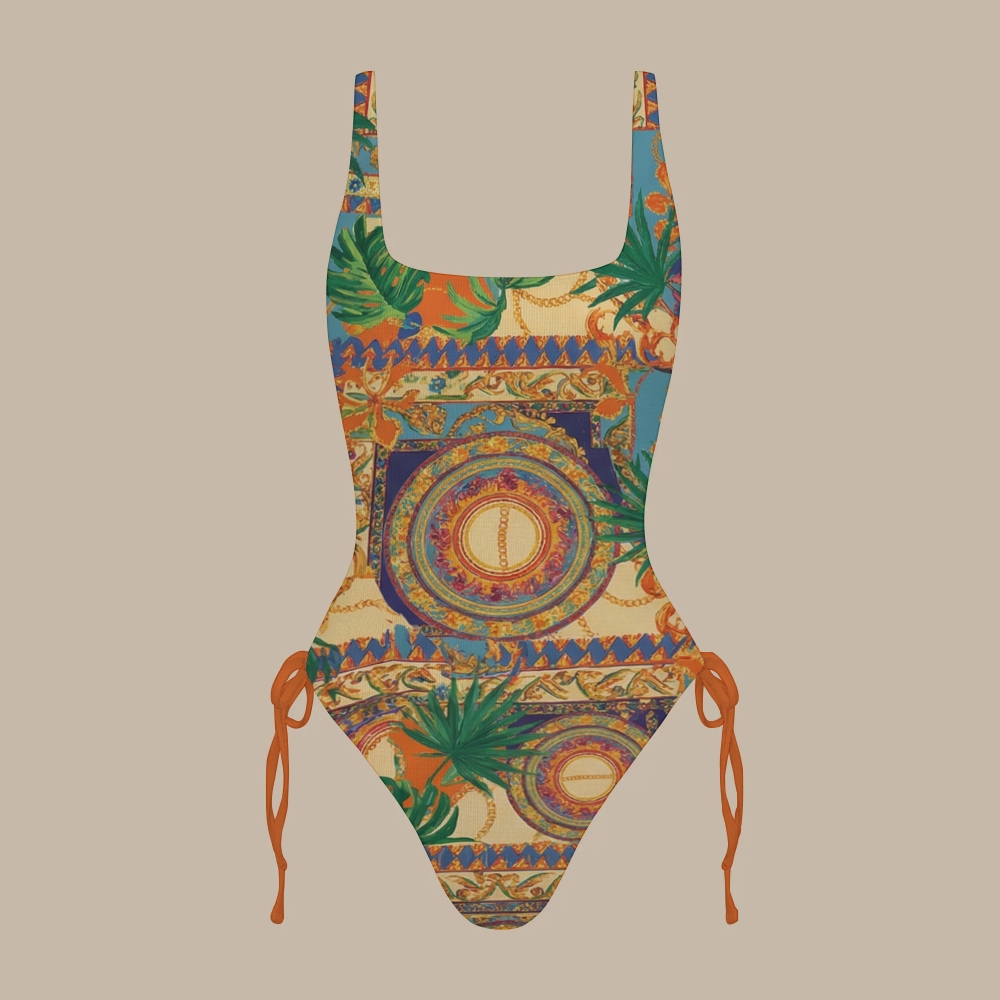 Baroque Medallion X Cross One-Piece Swimsuit