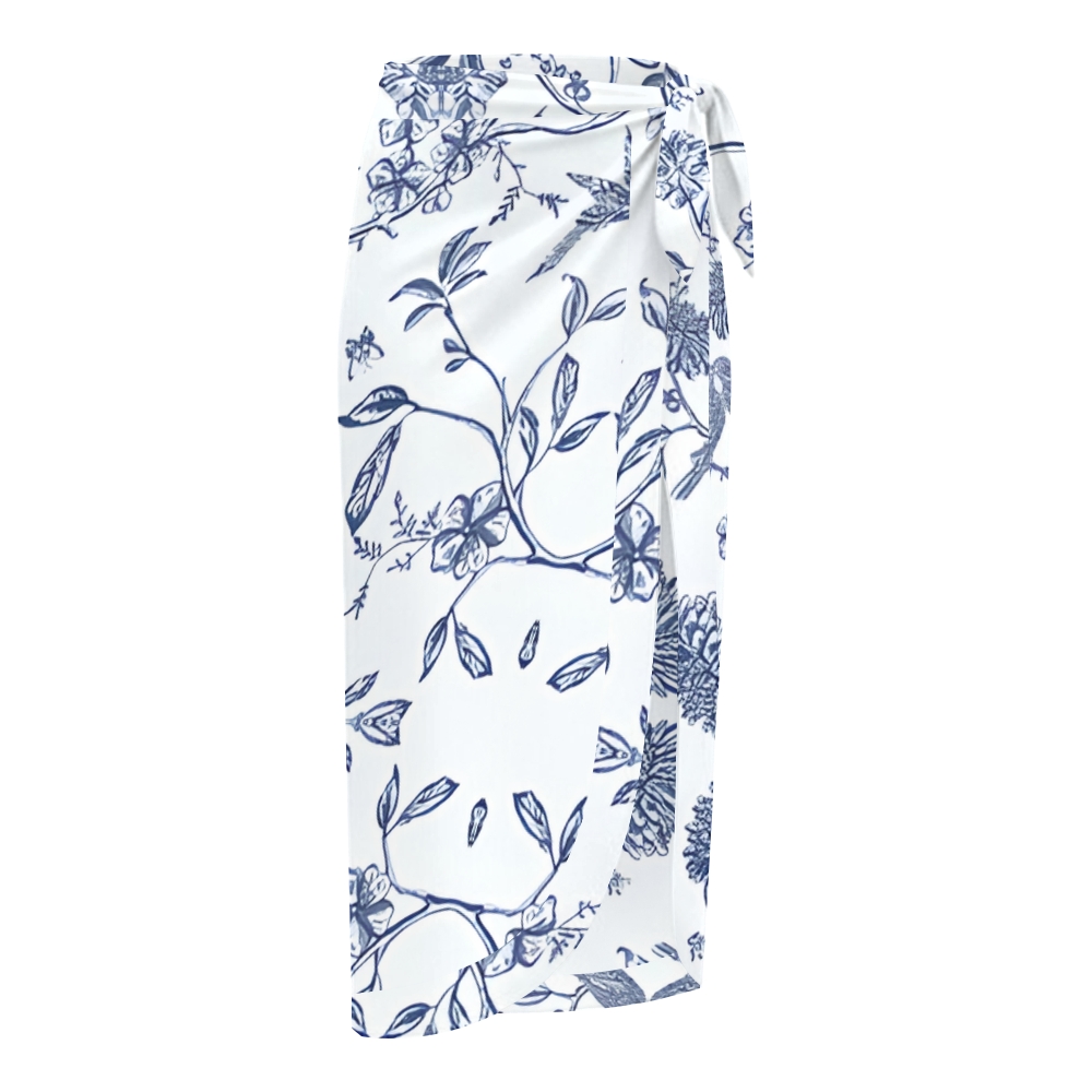 Blue Floral Print One-Piece Set