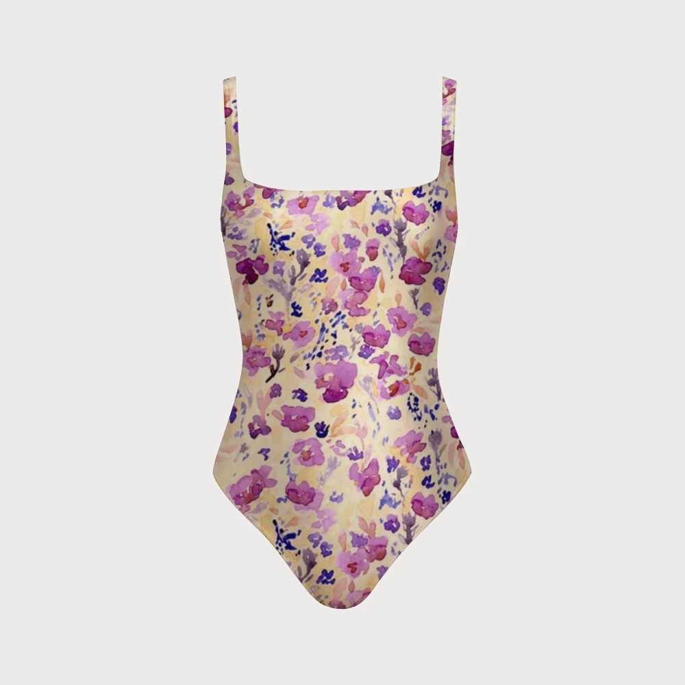 Watercolor Floral Art One-Piece Swimsuit