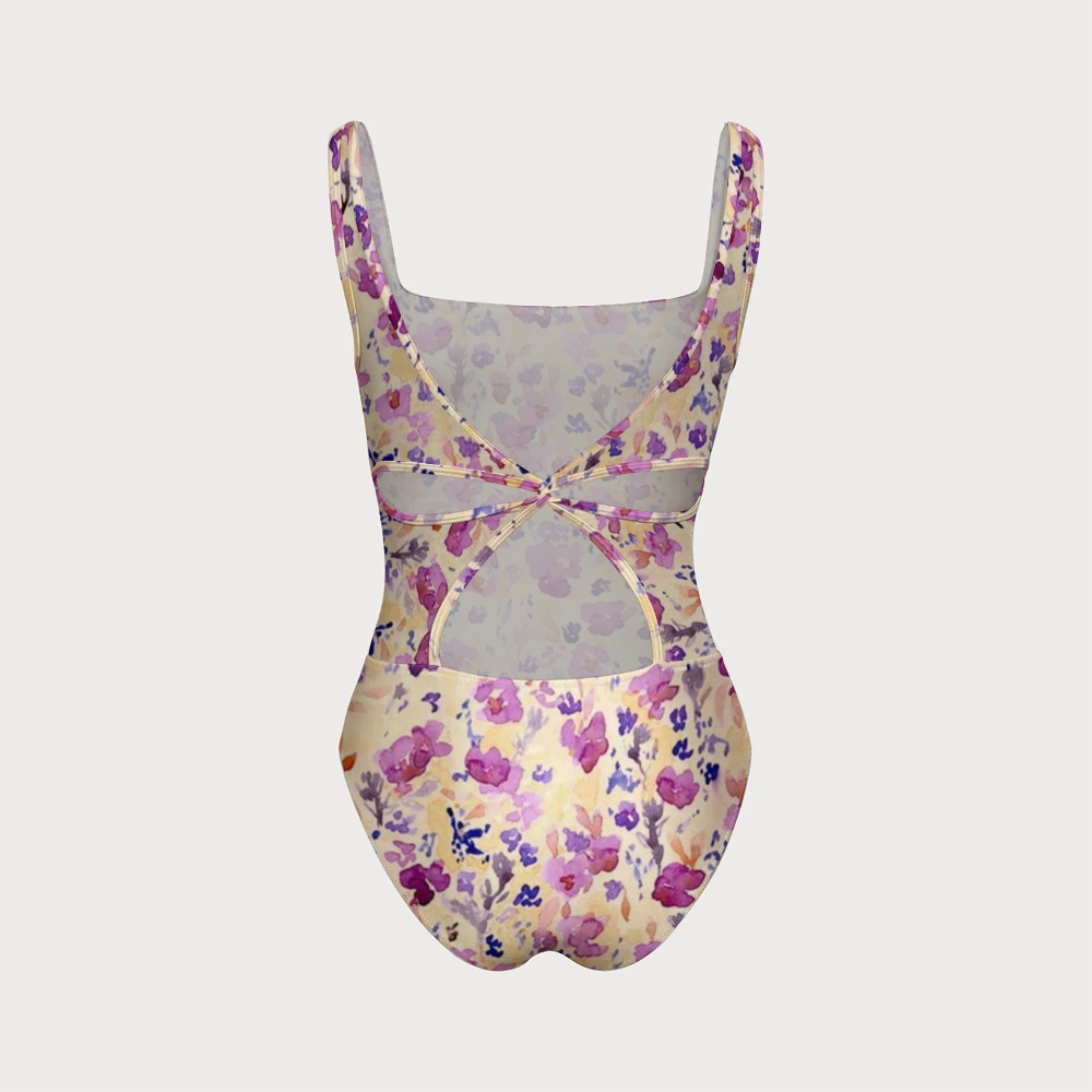 Watercolor Floral Art One-Piece Swimsuit