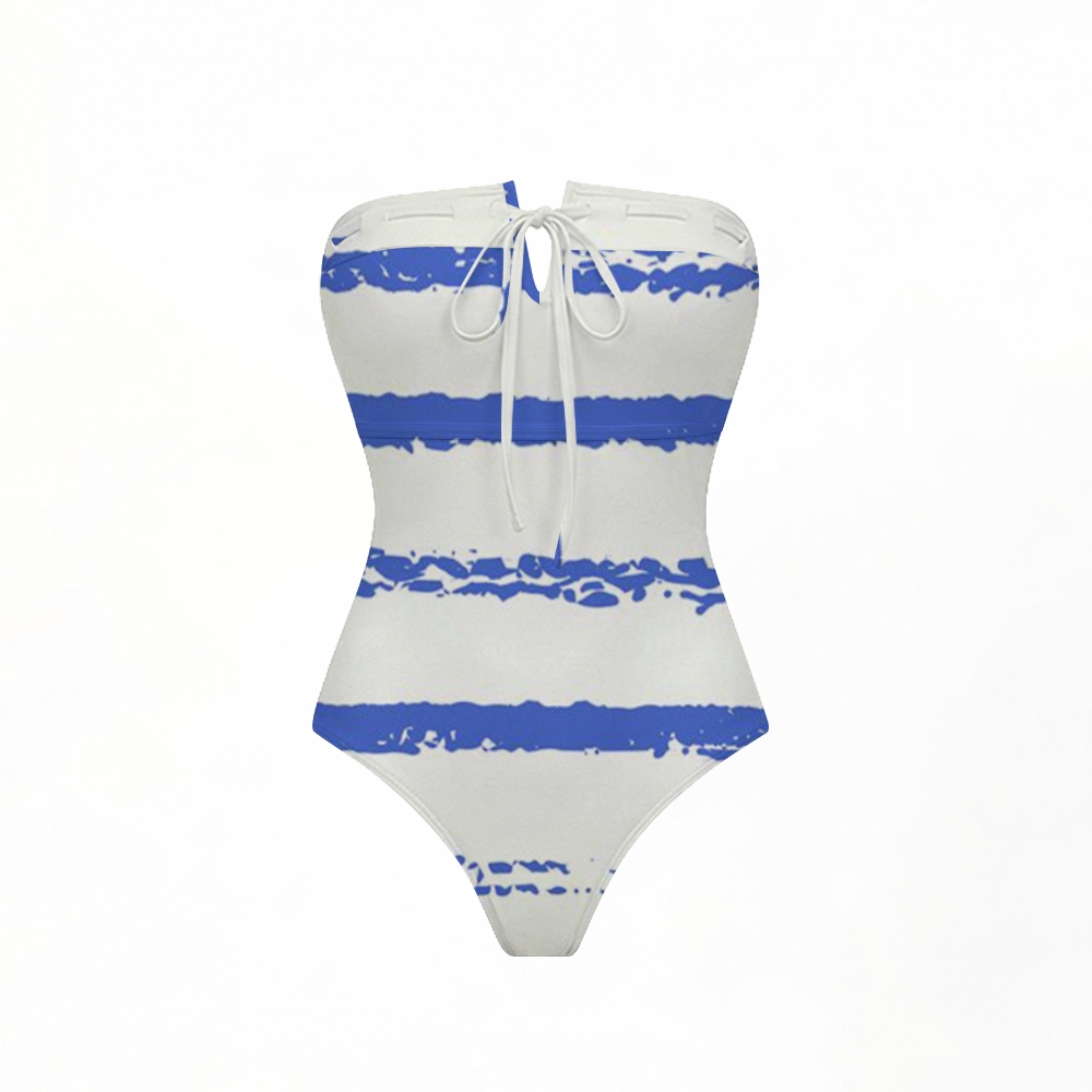 Stripe Halter Bikini & Ruffle Skirt Set