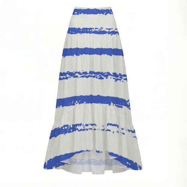 Stripe Halter Bikini & Ruffle Skirt Set