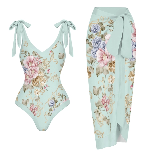Vintage Floral Printed One Piece Swimsuits