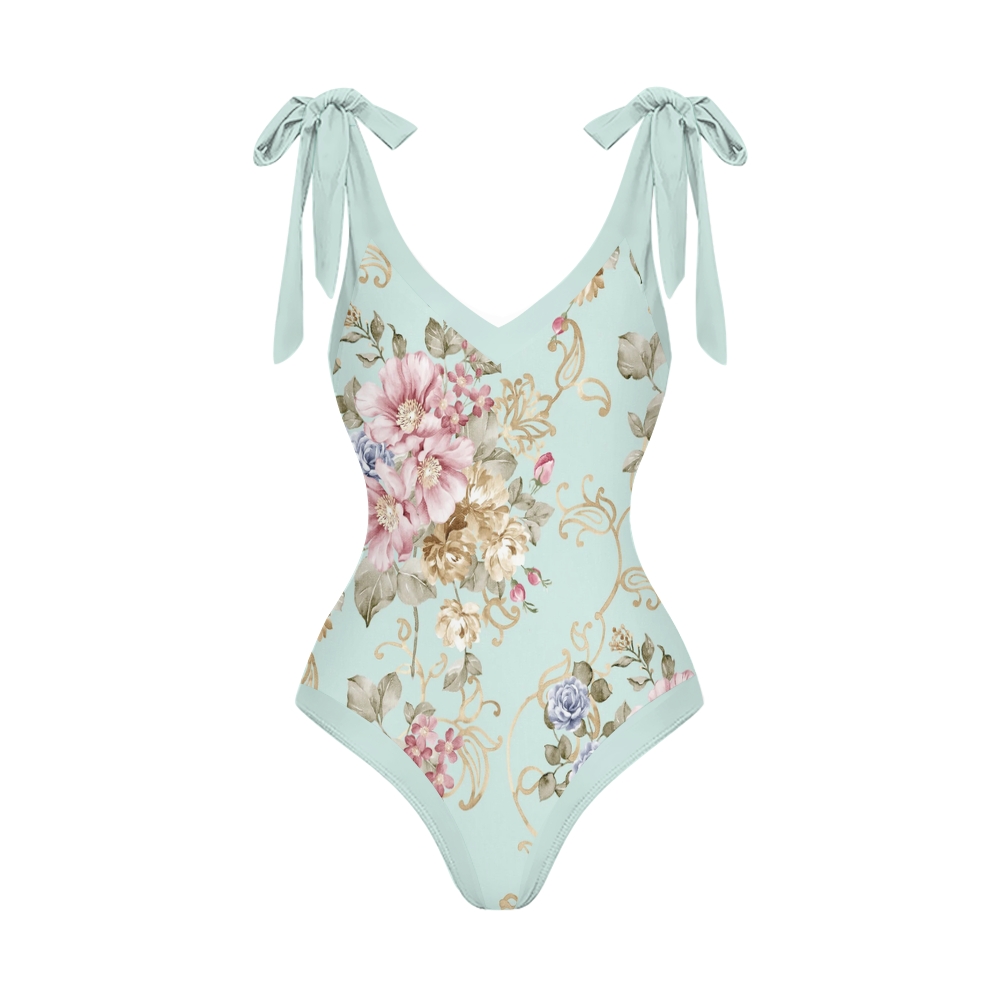 Vintage Floral Printed One Piece Swimsuits
