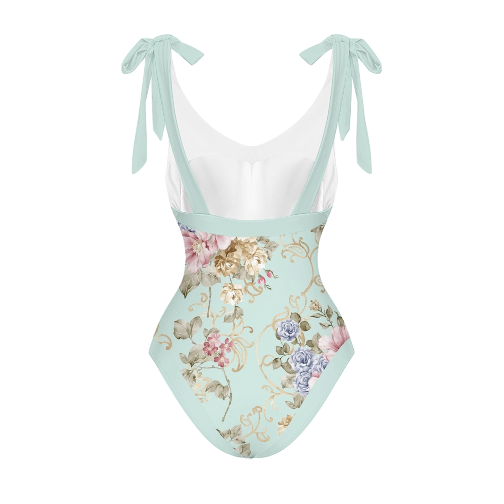 Vintage Floral Printed One Piece Swimsuits