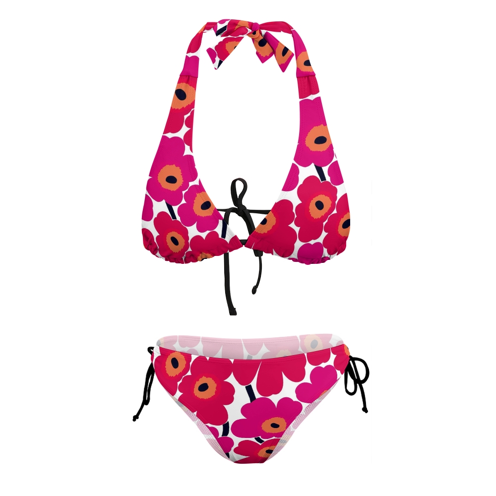 Pink Flower Print Bikini Set