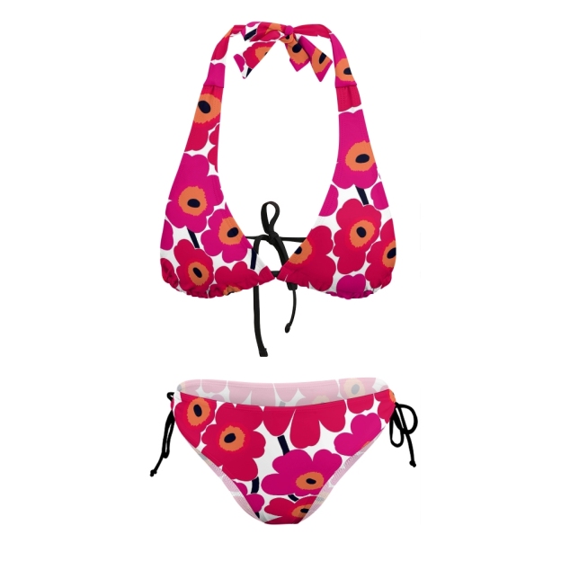 Pink Flower Print Bikini Set