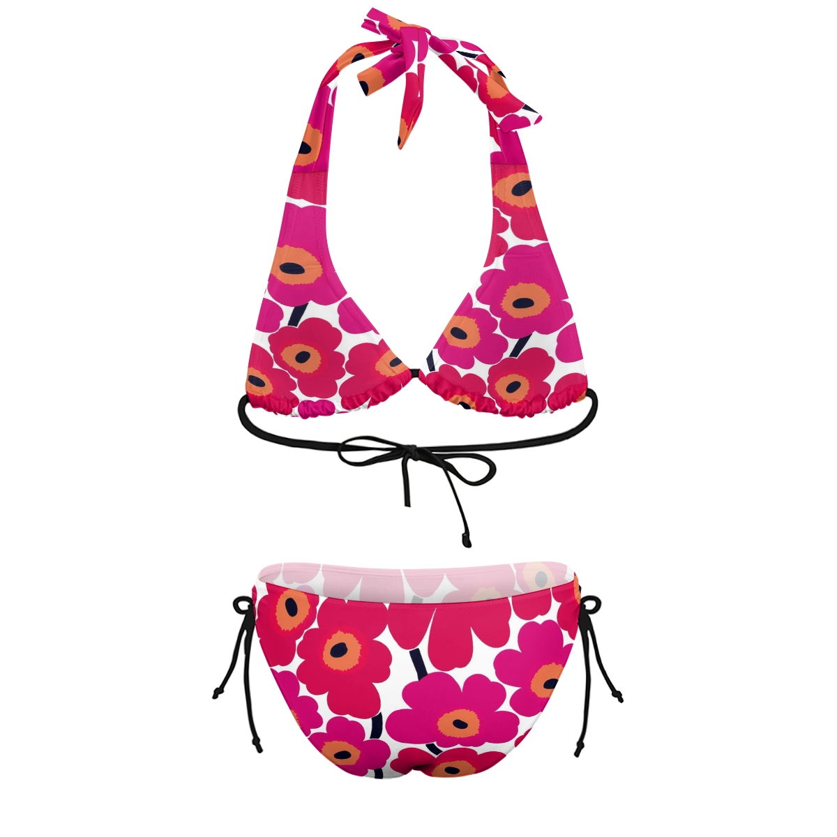 Pink Flower Print Bikini Set