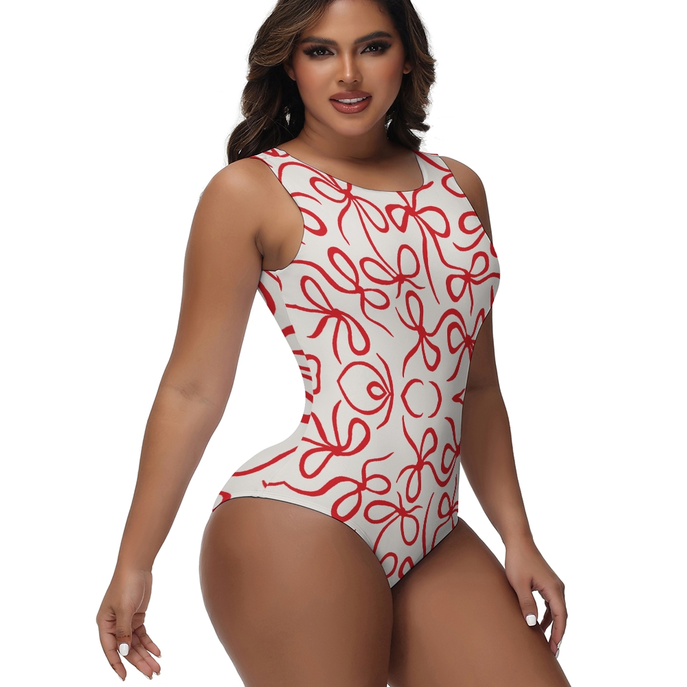 Women's Thin Bows Print One-Piece Swimsuit