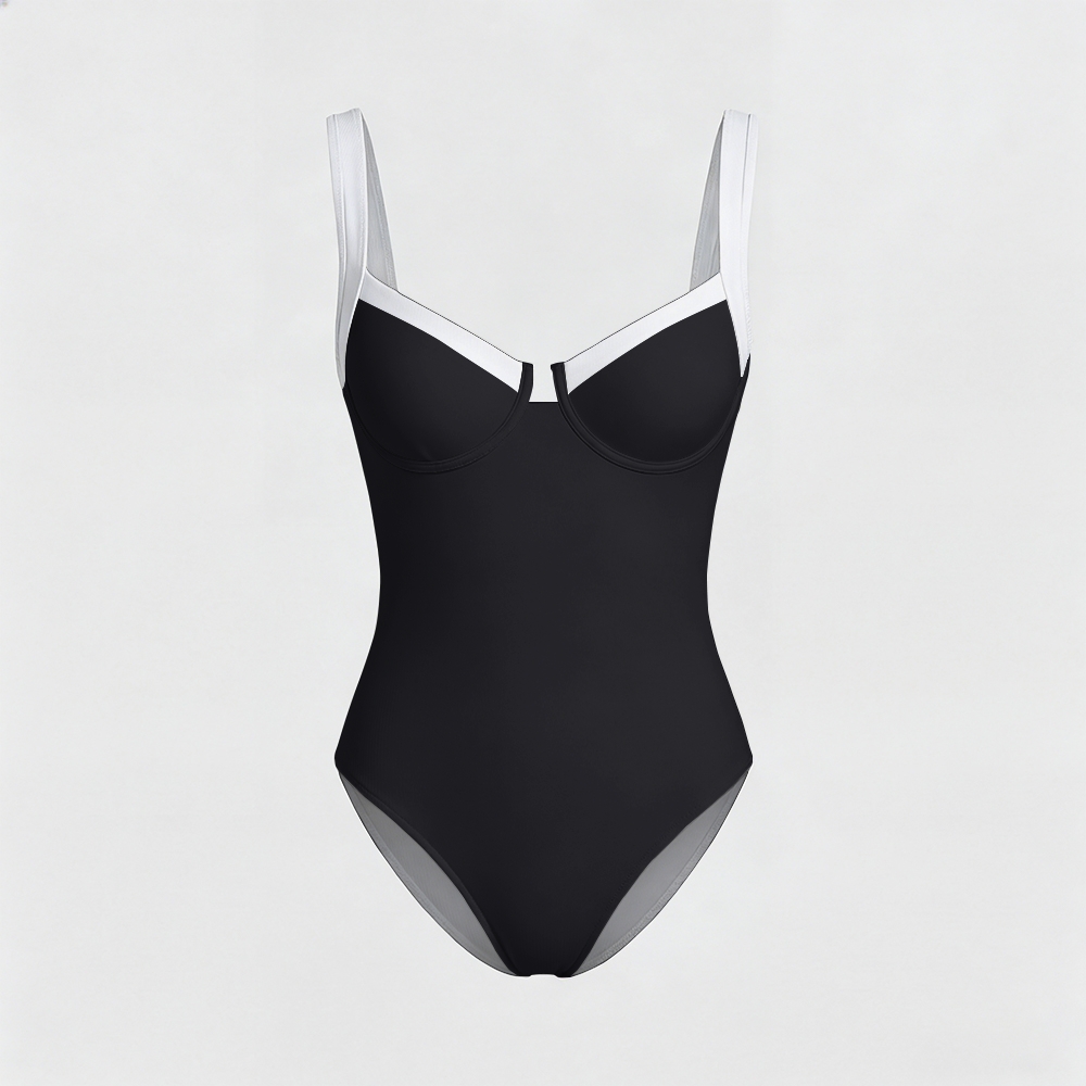 Contrast Trim Knotted One-Piece Swimsuit