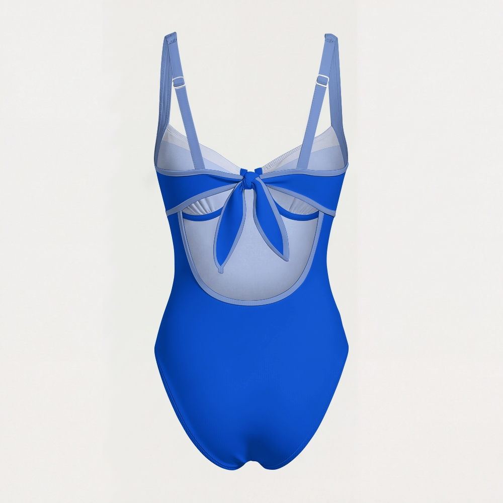 Contrast Trim Knotted One-Piece Swimsuit