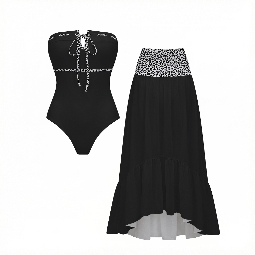Bandeau Leopard Print Swimsuit Sets