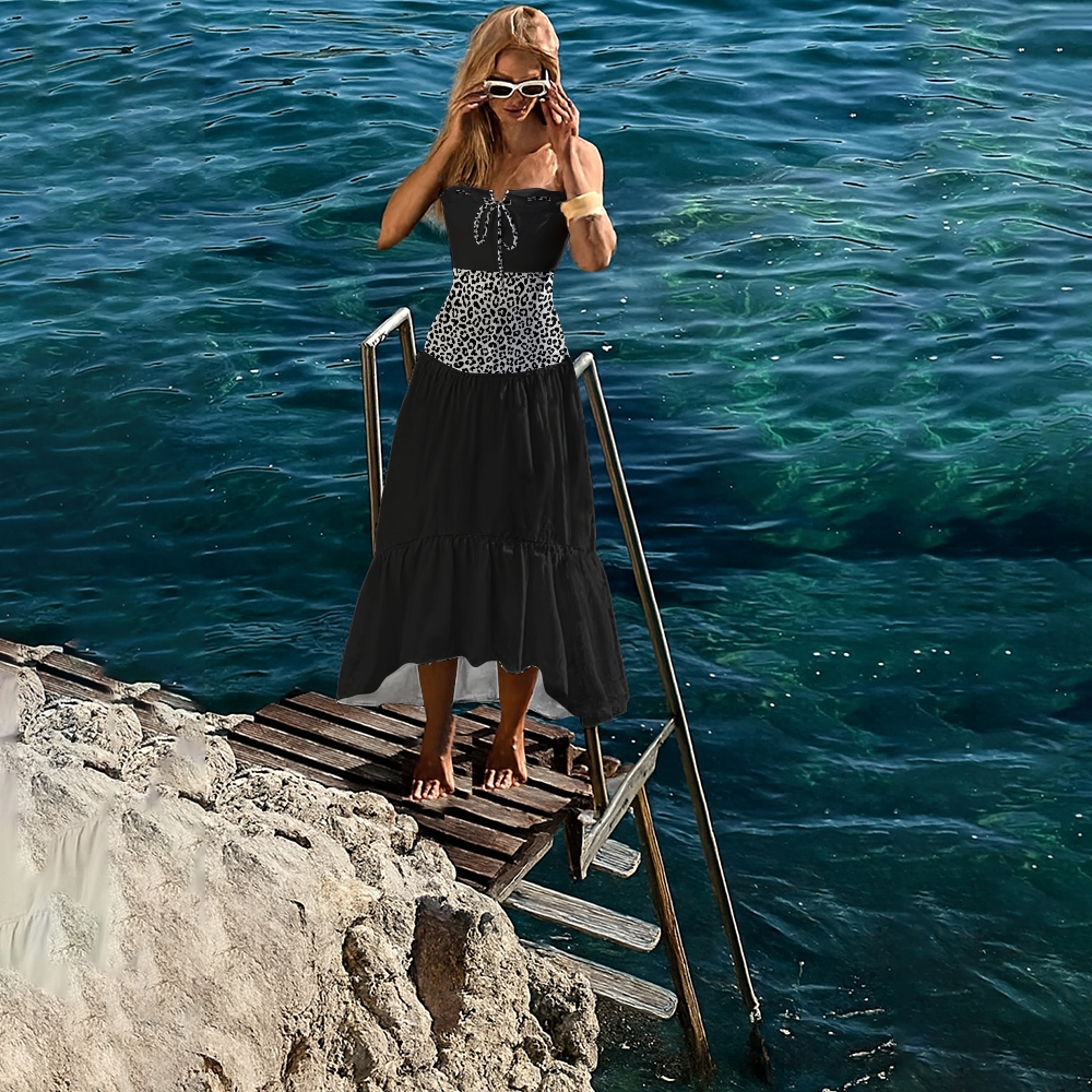 Bandeau Leopard Print Swimsuit Sets