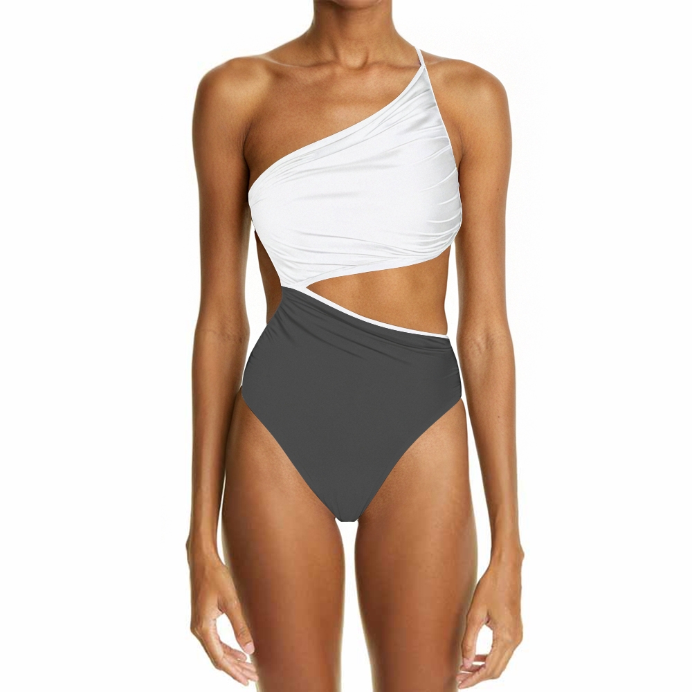 One-Shoulder Asymmetric Swimsuit with Waist Cut-Out