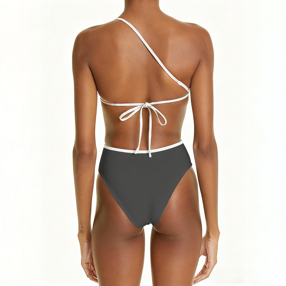 One-Shoulder Asymmetric Swimsuit with Waist Cut-Out