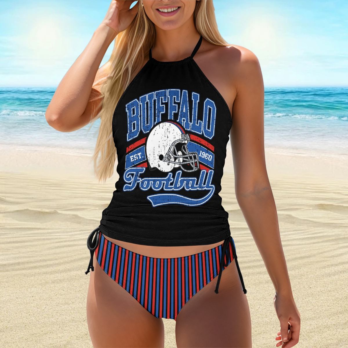 Buffalo Football Retro Print Tankini Swimsuit