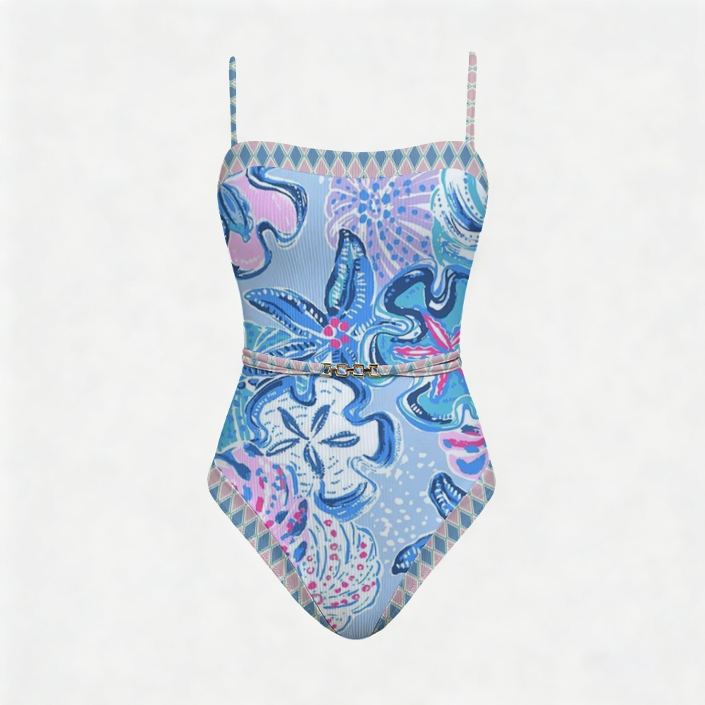 Pastel Marine Life Print Swimsuit