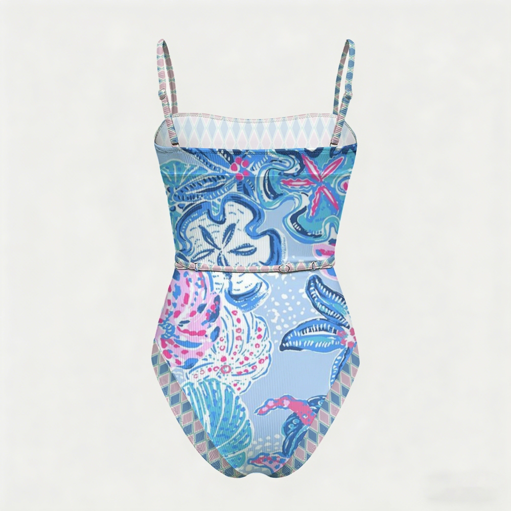 Pastel Marine Life Print Swimsuit