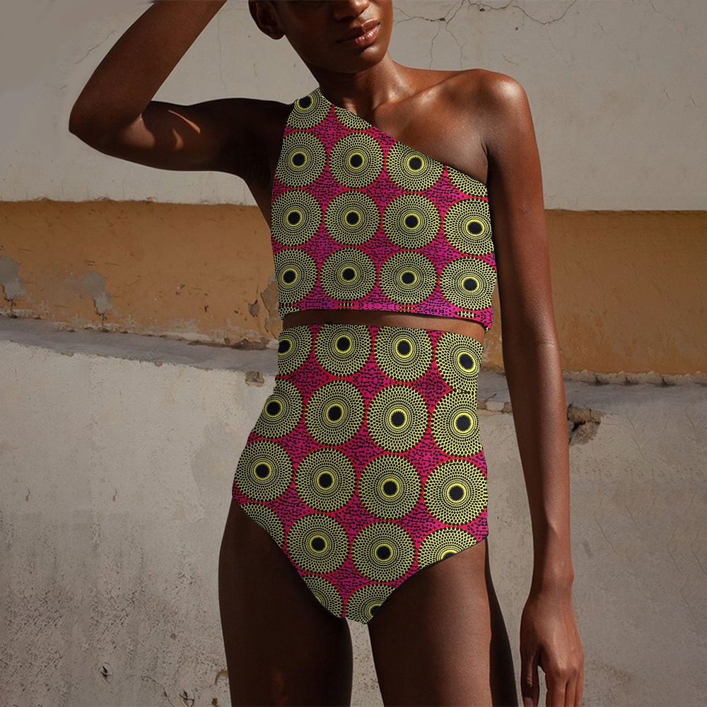 African Wax Print Geometric Totem Bikini Set