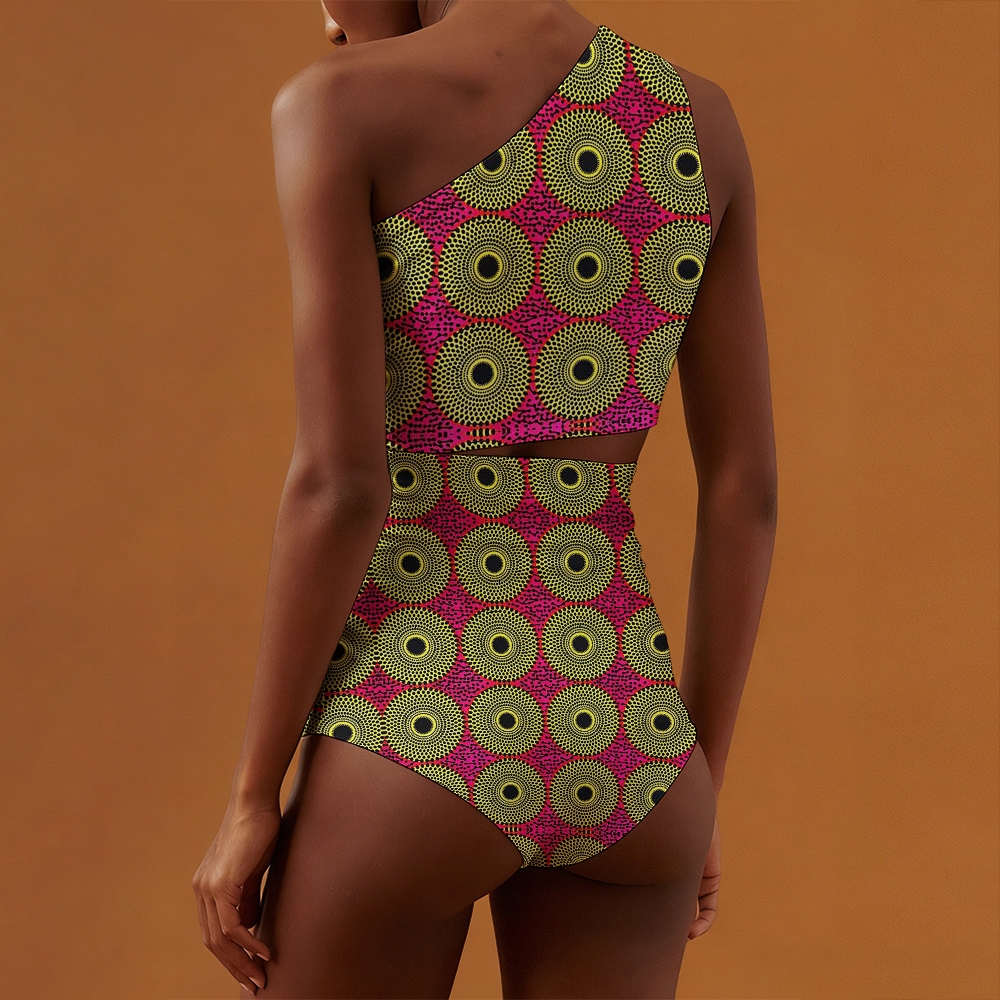 African Wax Print Geometric Totem Bikini Set